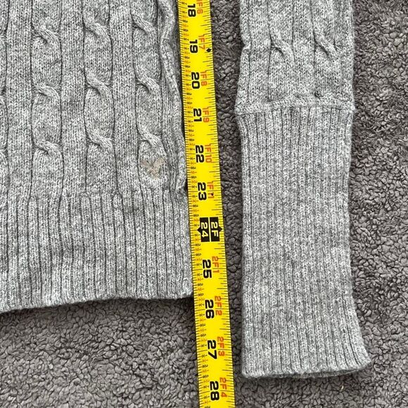 American eagle cable knit sweater grey fitted knit - Picture 4 of 5